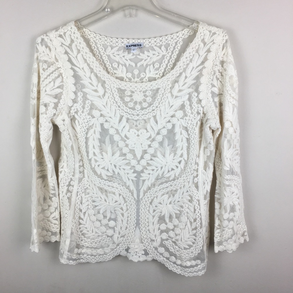 Express cream embroidered top